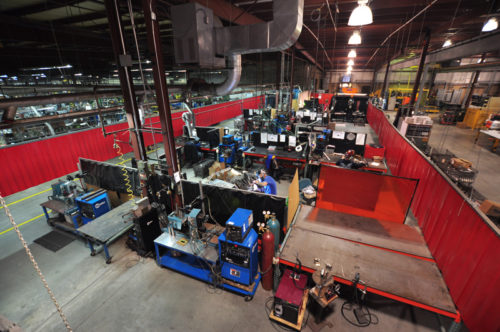 Elevated view of Welding & Brazing Services department